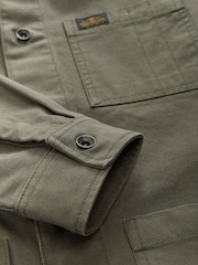 Khaki Green Canvas Chore 100% Cotton Jacket With Corduroy Collar - Image 10 of 10