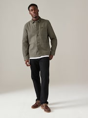 Khaki Green Canvas Chore 100% Cotton Jacket With Corduroy Collar - Image 2 of 10