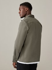 Khaki Green Canvas Chore 100% Cotton Jacket With Corduroy Collar - Image 3 of 10