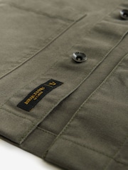 Khaki Green Canvas Chore 100% Cotton Jacket With Corduroy Collar - Image 9 of 10