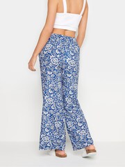 PixieGirl Petite Blue Floral Print Wide Leg 100% Cotton Trousers - Image 3 of 5