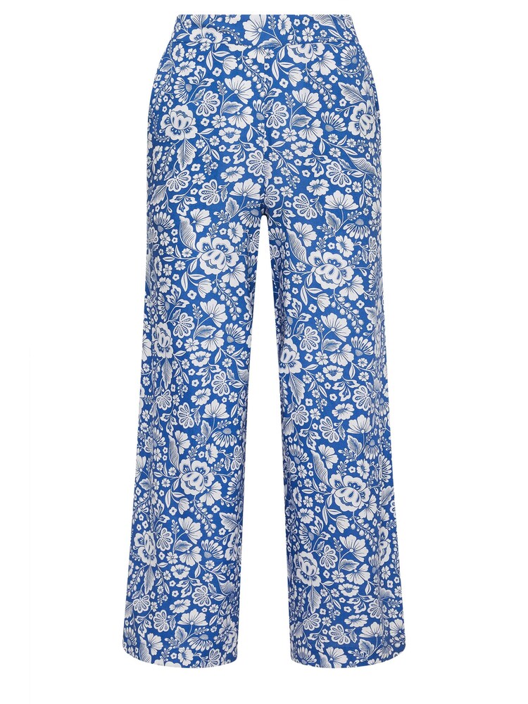 PixieGirl Petite Blue Floral Print Wide Leg 100% Cotton Trousers - Image 5 of 5 PixieGirl Petite Blue Floral Print Wide Leg 100% Cotton Trousers - Image 5 of 5