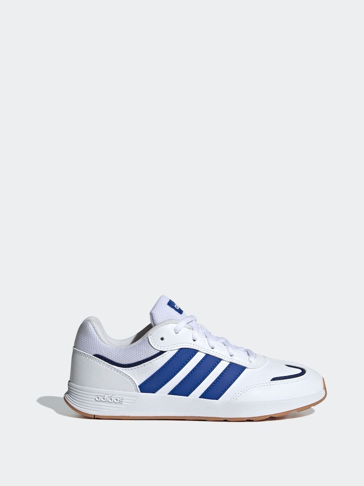 adidas White/Blue Tensaur Switch Lace Junior Trainers - Image 1 of 8 adidas White/Blue Tensaur Switch Lace Junior Trainers - Image 1 of 8