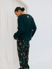 Never Fully Dressed Black 100% Cotton Embroidered Pyjamas Set - Image 2 of 4