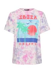Yours Curve Purple 100% Cotton Astrology Print Tie Dye T-Shirt - Image 5 of 5