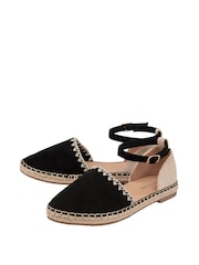 Schwarz - Dunlop Flache Sandalen im Espadrilles-Stil - Bild 2 von 4