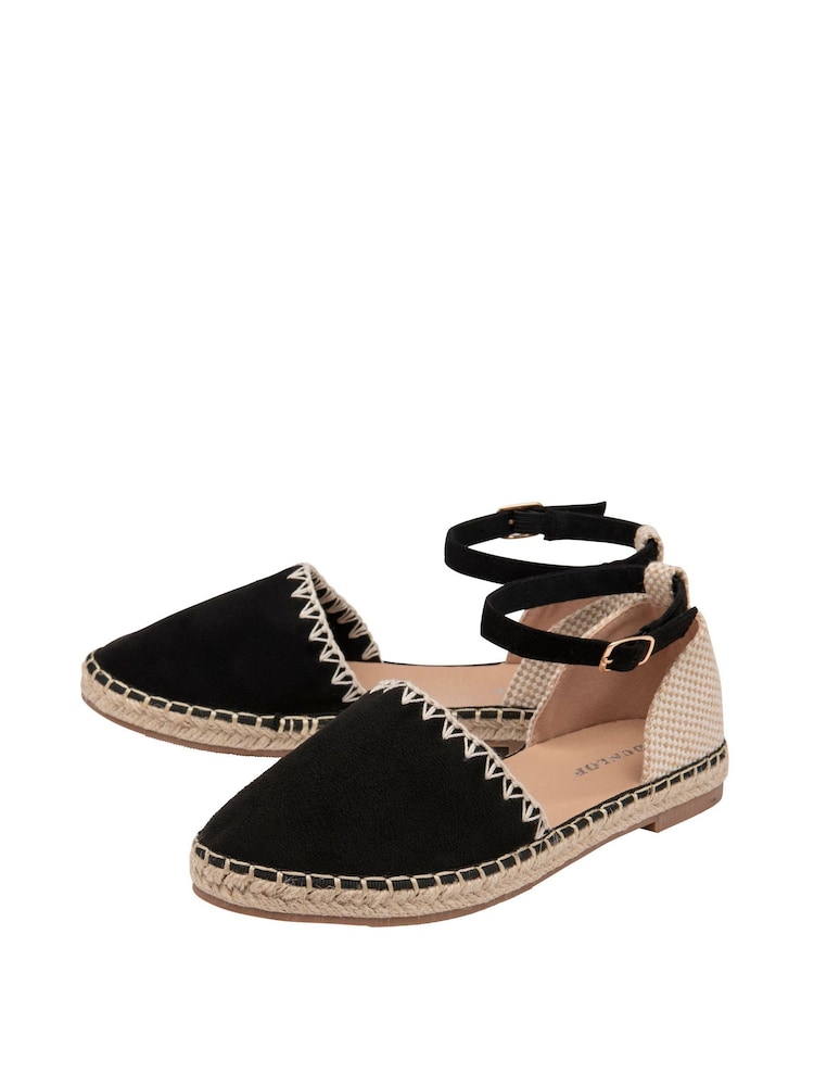 Schwarz - Dunlop Flache Sandalen im Espadrilles-Stil - Bild 2 von 4