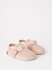 Lipsy Slip On Footbed Buckle Faux Fur Lined Nightwear Slippers Clogs - Image 1 of 4