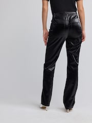Black Faux Leather Straight Leg Trousers - Image 3 of 7