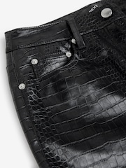 Black Faux Leather Straight Leg Trousers - Image 5 of 7