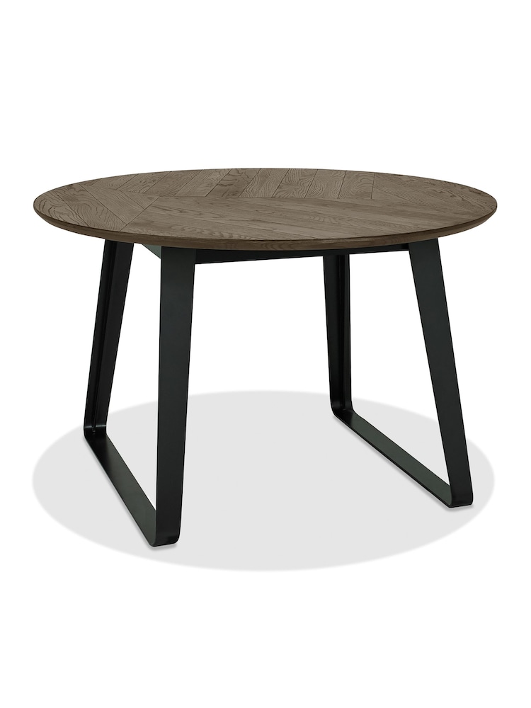 Bentley Designs Weathered Oak Peppercorn Emerson 4 Seater Circular Dining Table - Image 2 of 3