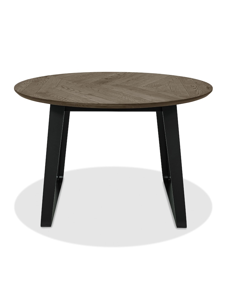 Bentley Designs Weathered Oak Peppercorn Emerson 4 Seater Circular Dining Table - Image 3 of 3