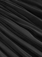 Black Metallic Satin Pleated Maxi Skirt - Image 7 of 7