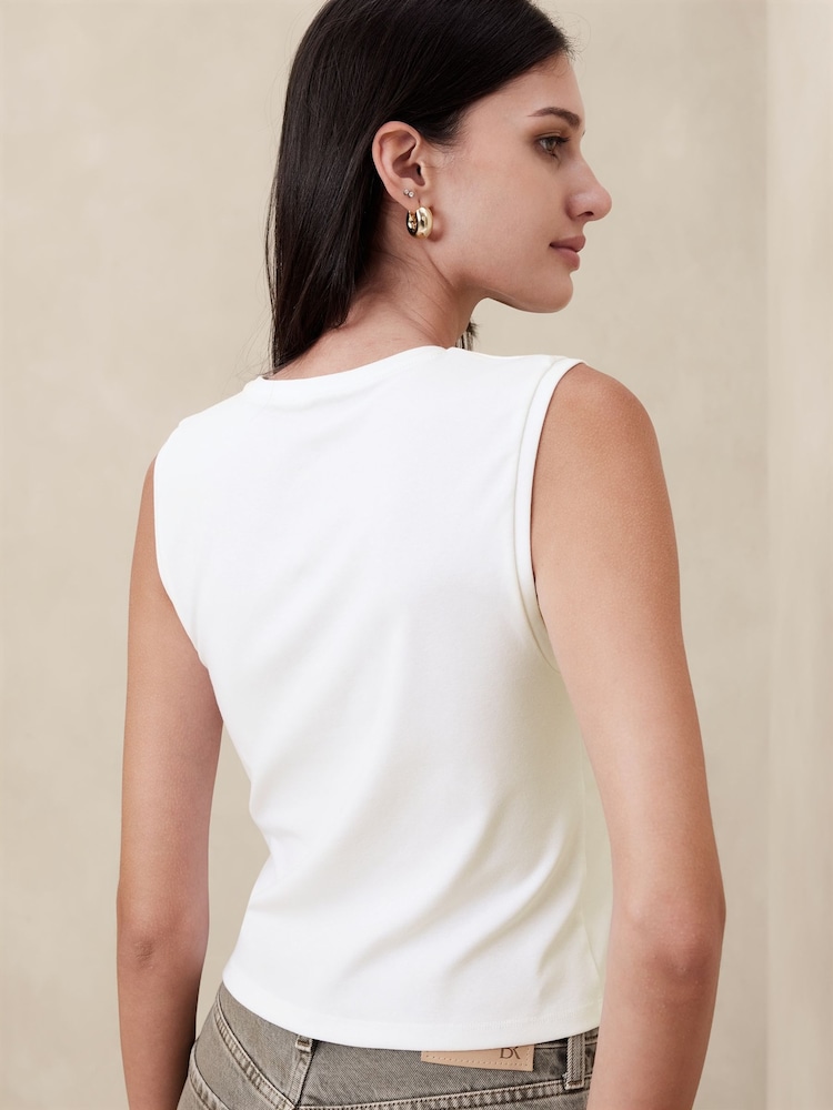 Banana Republic White Refined Crop Vest - Image 2 of 4