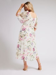 Yours Curve Ivory White LONDON Curve Floral Print Maxi Dress - Image 3 of 5
