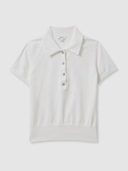 Reiss Ivory Polly Cotton Blend Polo Shirt - Image 2 of 5