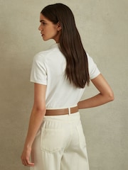 Reiss Ivory Polly Cotton Blend Polo Shirt - Image 4 of 5