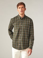 Green Check Long Sleeve 100% Cotton Oxford Shirt - Image 1 of 8