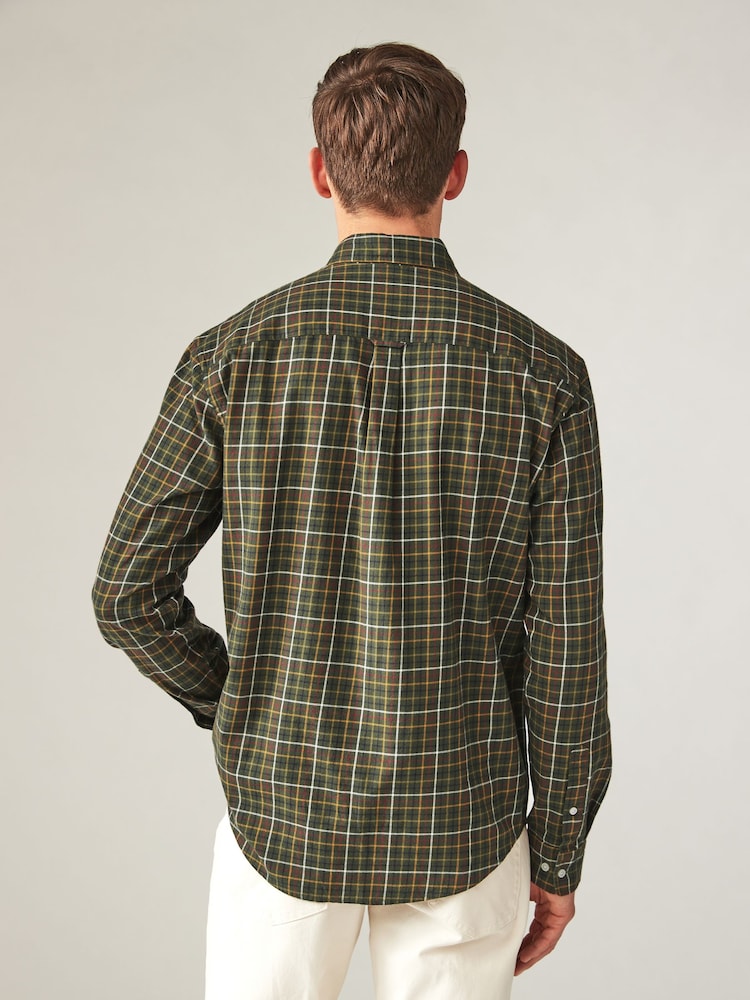 Green Check Long Sleeve 100% Cotton Oxford Shirt - Image 2 of 8