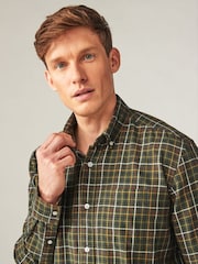 Green Check Long Sleeve 100% Cotton Oxford Shirt - Image 4 of 8