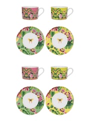 Designers Guild Ikebana Damask Tea Cups and Saucers Set Of 4 - Image 1 of 5