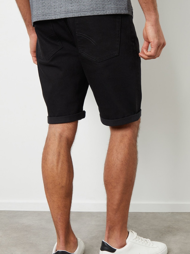 Threadbare Black Turn Up Denim Shorts - Image 2 of 5