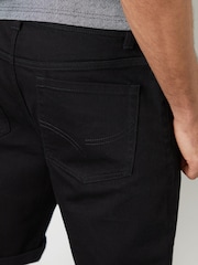 Threadbare Black Turn Up Denim Shorts - Image 4 of 5