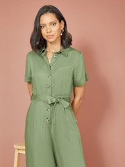 Yumi Green Twill Viscose Utility Jumpsuit - Image 3 of 4