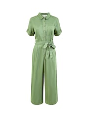 Yumi Green Twill Viscose Utility Jumpsuit - Image 4 of 4