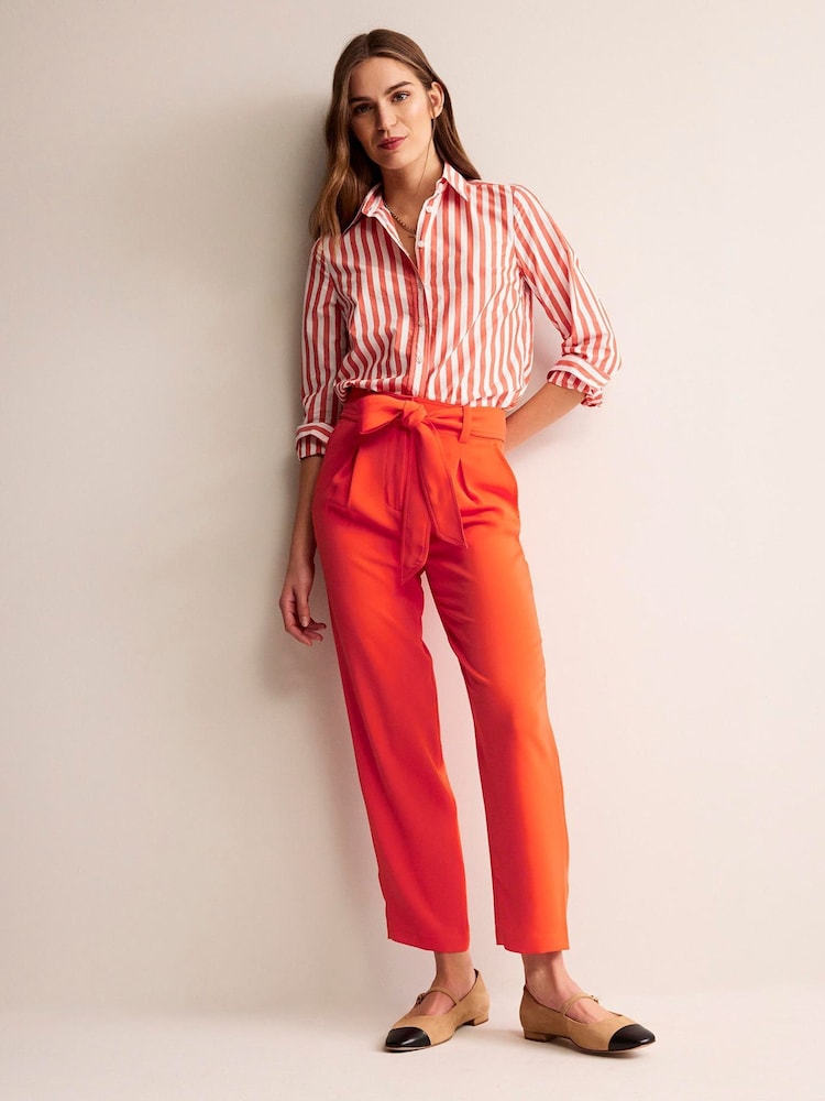 Boden Red Tapered Tie Waist Trousers - Image 1 of 5