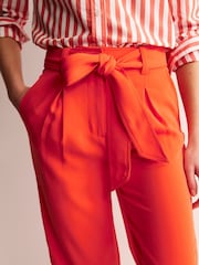 Boden Red Tapered Tie Waist Trousers - Image 2 of 5