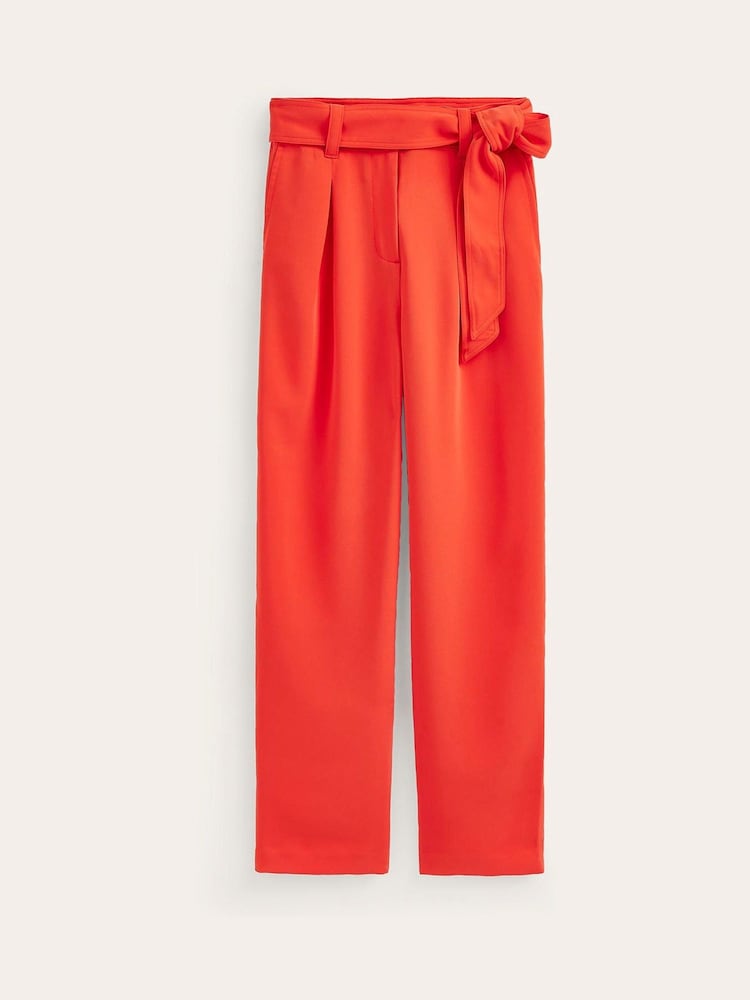 Boden Red Tapered Tie Waist Trousers - Image 5 of 5