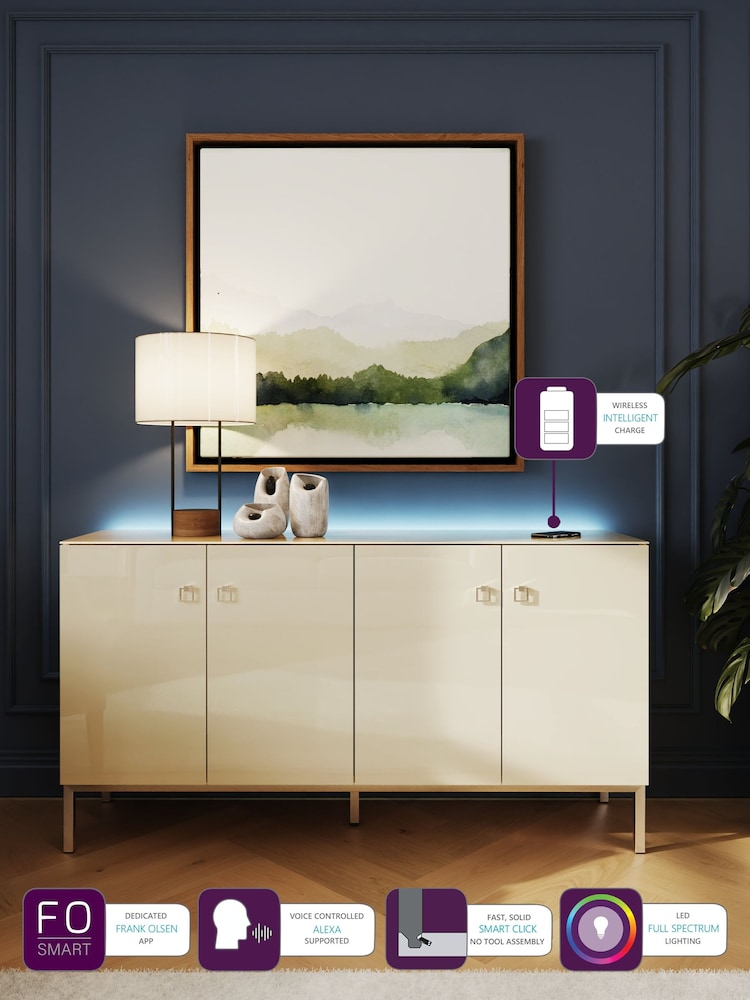 Frank Olsen Antique White Lyra Four Door SMART Large Sideboard - Image 2 of 9