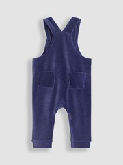 JoJo Maman Bébé Blue Shark 2-Piece Velour Appliqué Dungarees & Top Set - Image 3 of 6