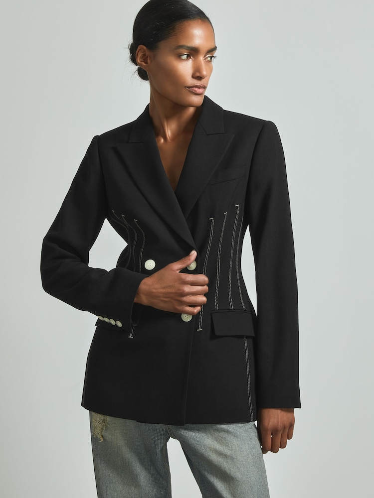 Reiss Honor Double Breasted Corset Stitch Blazer - Bild 1 von 5 Reiss Honor Double Breasted Corset Stitch Blazer - Bild 1 von 5
