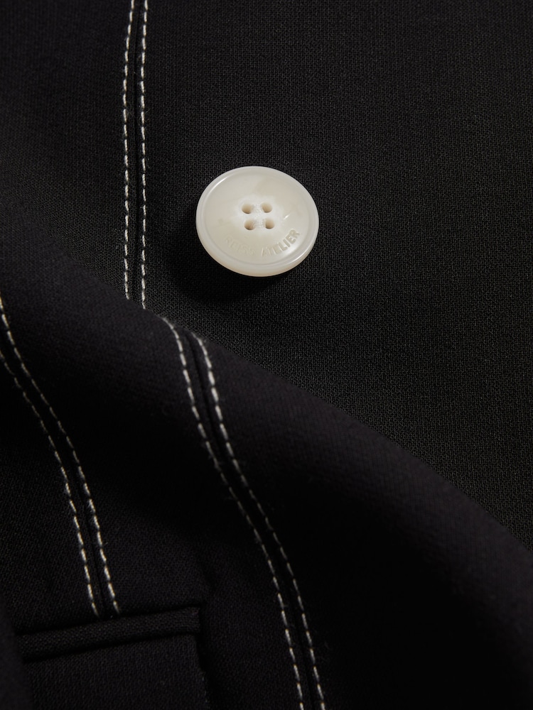 Reiss Black Honor Double Breasted Corset Stitch Blazer - Image 5 of 5