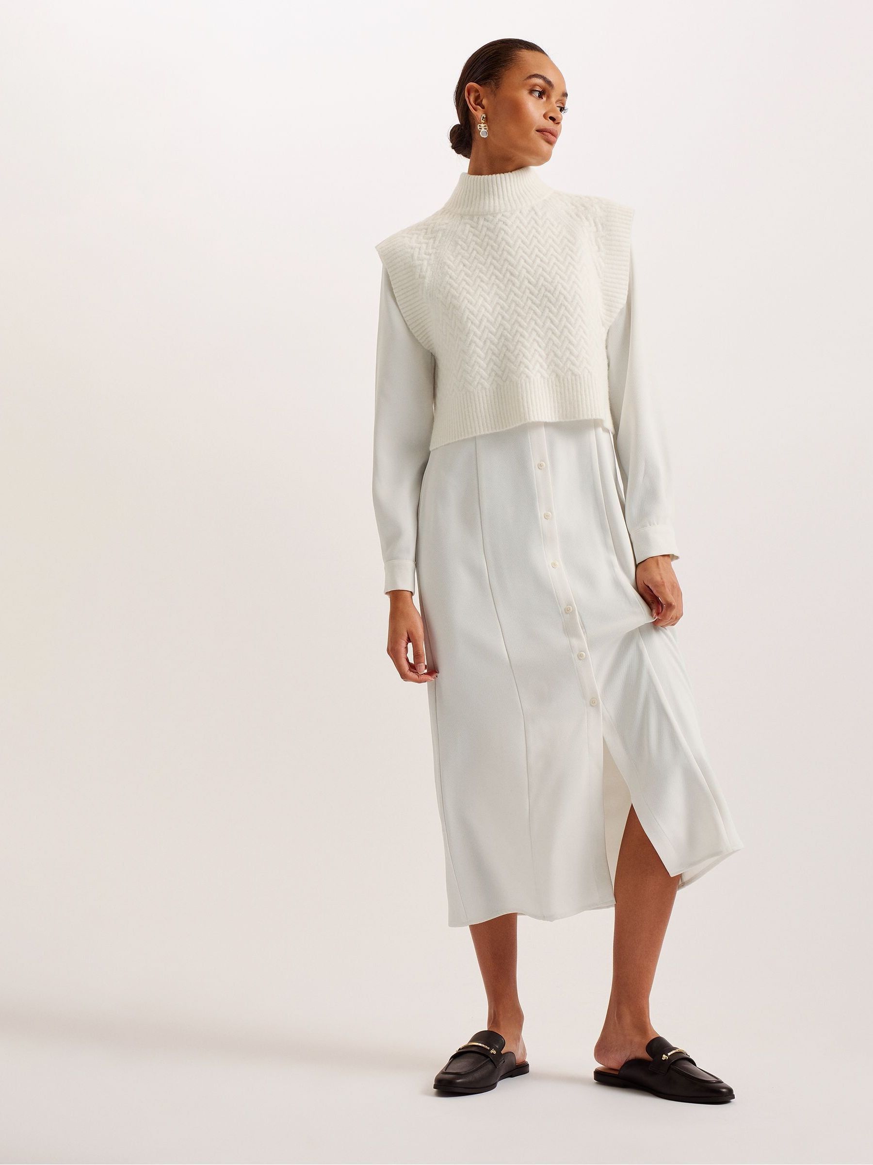 Buy Ted Baker White Elsiiey Shirt Dress With Sleeveless Knit Layer from Next Luxembourg