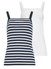 Long Tall Sally White 2 PACK Striped Cami Tops - Image 6 of 6