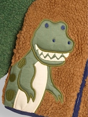 JoJo Maman Bébé Mustard TRex Appliqué Teddy Fleece - Image 3 of 3