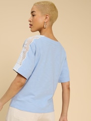 White Stuff Blue 100% Cotton Sara Tie Hem Top - Image 2 of 5