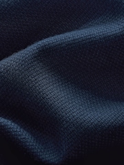 Navy Blue Twin Pocket Textured Western Long Sleeve 100% Cotton Shirt - Image 6 of 7