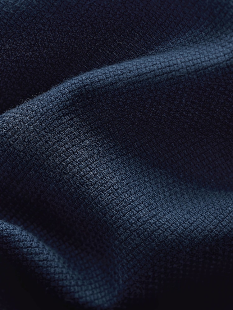 Navy Blue Twin Pocket Textured Western Long Sleeve 100% Cotton Shirt - Image 6 of 7