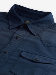 Navy Blue Twin Pocket Textured Western Long Sleeve 100% Cotton Shirt - Image 7 of 7