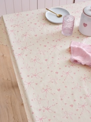 Pink Hearts and Bows Wipe Clean Tablecloth - Image 1 of 3
