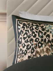 Black/Brown 200 Thread Count 100% Cotton Leopard Print Duvet Cover and Pillowcase Set - Image 3 of 5