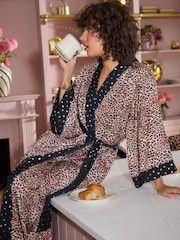 Rockett St George Leopard Print Woven Wrap Robe - Image 1 of 8