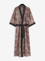Rockett St George Leopard Print Woven Wrap Robe - Image 5 of 8