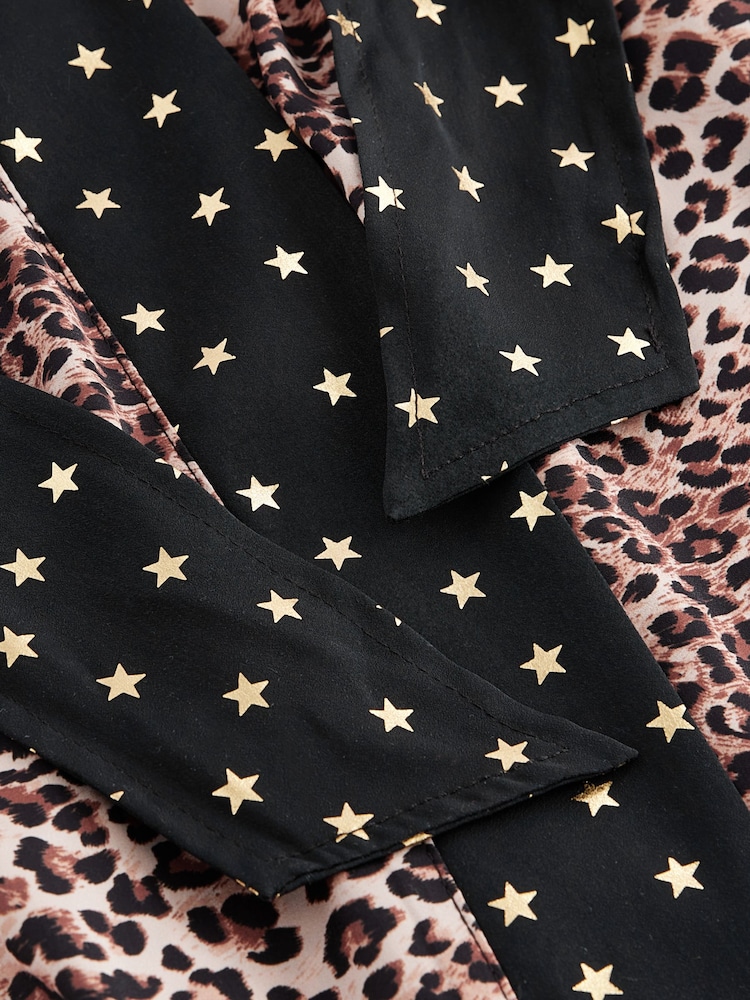 Rockett St George Leopard Print Woven Wrap Robe - Image 8 of 8