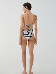 Mango Black Zebra Print Swimsuit - Image 1 of 7