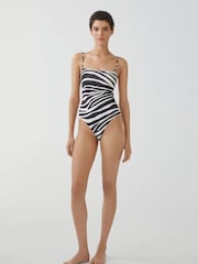 Mango Black Zebra Print Swimsuit - Image 3 of 7